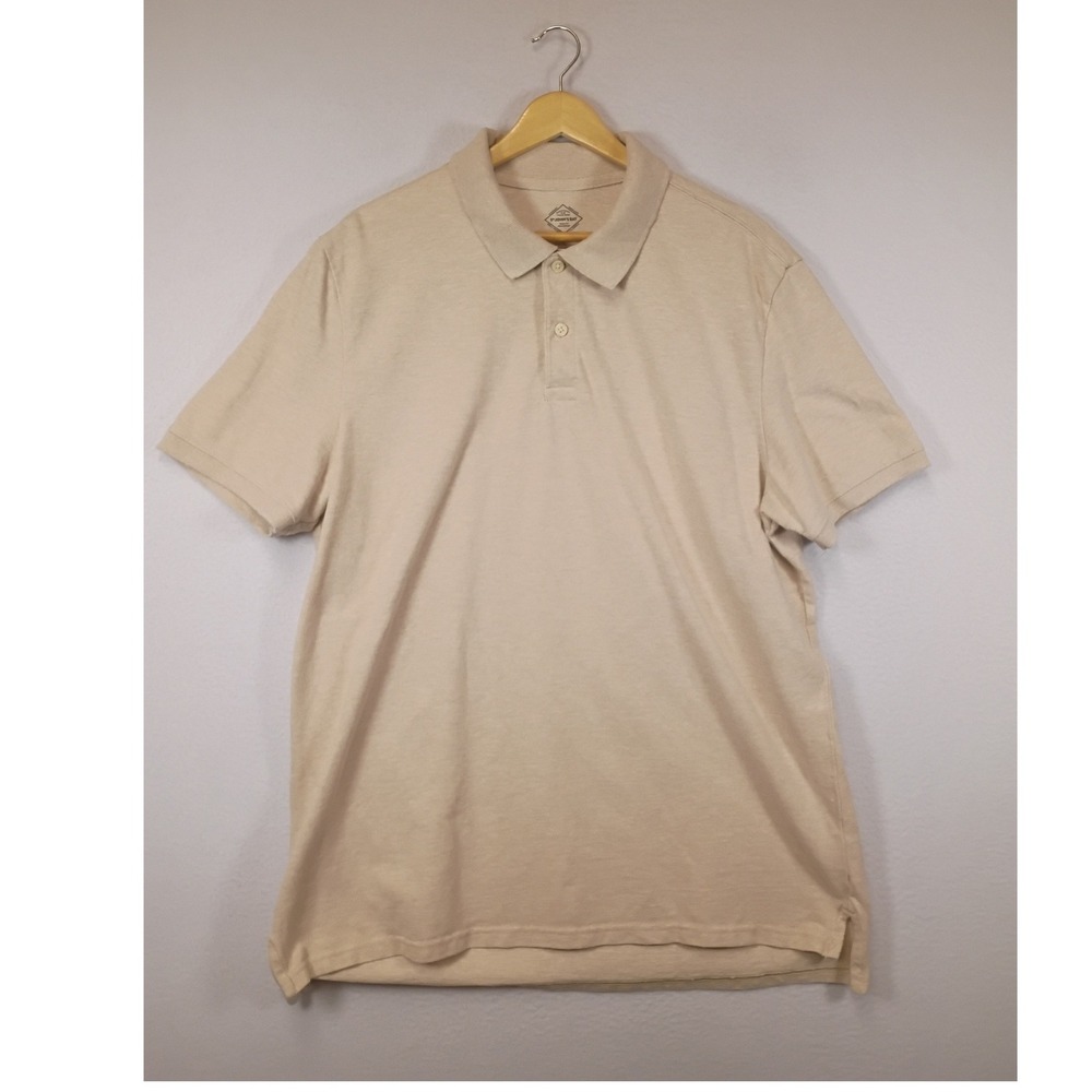 Classic Preppy St. Johns Bay Mens Large Beige Legacy Polo 100% Cotton S/S Shirt